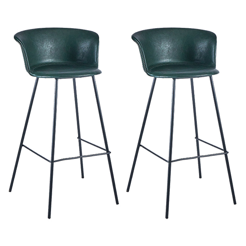 Industrial Style Bar-stool PU Leather Counter Bar Stool with Metal Legs Blackish Green 2 Piece Set Clearhalo 'Bar Furniture' 'Bar Stools' 'bar_stools' 'furn' 'furn_bar_stools' 'Furniture' 'furniture_bar_stools' 'Kitchen & Dining Furniture' 5002879