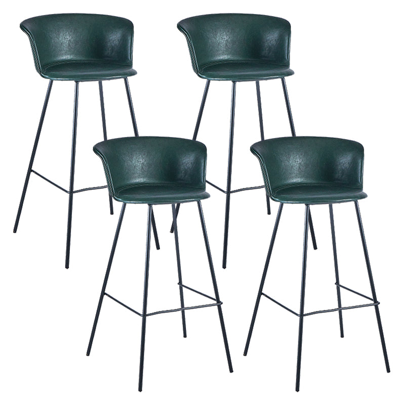 Industrial Style Bar-stool PU Leather Counter Bar Stool with Metal Legs Blackish Green 4 Piece Set Clearhalo 'Bar Furniture' 'Bar Stools' 'bar_stools' 'furn' 'furn_bar_stools' 'Furniture' 'furniture_bar_stools' 'Kitchen & Dining Furniture' 5002880
