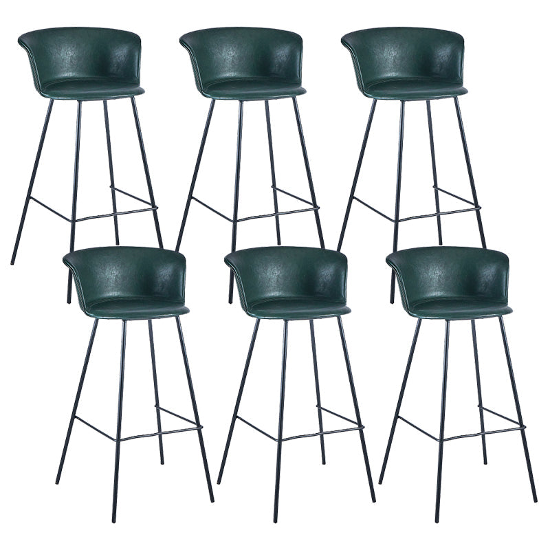 Industrial Style Bar-stool PU Leather Counter Bar Stool with Metal Legs Blackish Green 6 Piece Set Clearhalo 'Bar Furniture' 'Bar Stools' 'bar_stools' 'furn' 'furn_bar_stools' 'Furniture' 'furniture_bar_stools' 'Kitchen & Dining Furniture' 5002881