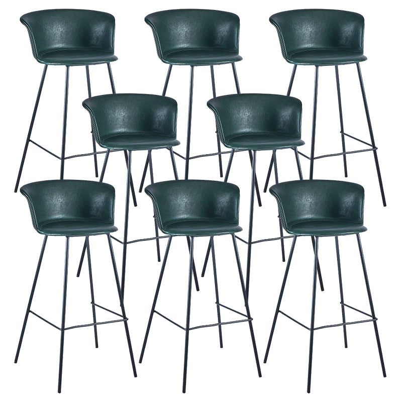 Industrial Style Bar-stool PU Leather Counter Bar Stool with Metal Legs Blackish Green 8 Piece Set Clearhalo 'Bar Furniture' 'Bar Stools' 'bar_stools' 'furn' 'furn_bar_stools' 'Furniture' 'furniture_bar_stools' 'Kitchen & Dining Furniture' 5002882