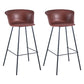 Industrial Style Bar-stool PU Leather Counter Bar Stool with Metal Legs Dark Red 2 Piece Set Clearhalo 'Bar Furniture' 'Bar Stools' 'bar_stools' 'furn' 'furn_bar_stools' 'Furniture' 'furniture_bar_stools' 'Kitchen & Dining Furniture' 5002883