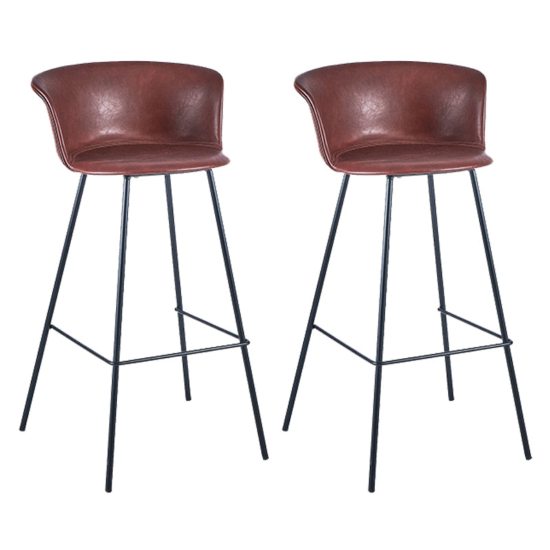 Industrial Style Bar-stool PU Leather Counter Bar Stool with Metal Legs Dark Red 2 Piece Set Clearhalo 'Bar Furniture' 'Bar Stools' 'bar_stools' 'furn' 'furn_bar_stools' 'Furniture' 'furniture_bar_stools' 'Kitchen & Dining Furniture' 5002883
