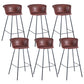 Industrial Style Bar-stool PU Leather Counter Bar Stool with Metal Legs Dark Red 6 Piece Set Clearhalo 'Bar Furniture' 'Bar Stools' 'bar_stools' 'furn' 'furn_bar_stools' 'Furniture' 'furniture_bar_stools' 'Kitchen & Dining Furniture' 5002885