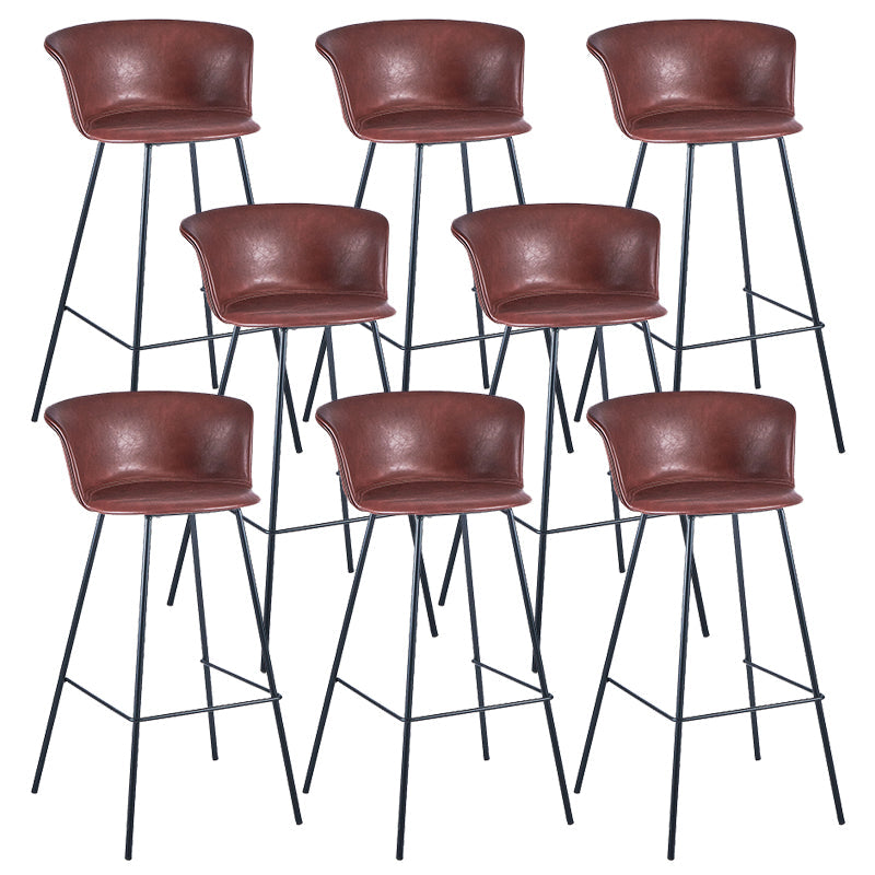 Industrial Style Bar-stool PU Leather Counter Bar Stool with Metal Legs Dark Red 8 Piece Set Clearhalo 'Bar Furniture' 'Bar Stools' 'bar_stools' 'furn' 'furn_bar_stools' 'Furniture' 'furniture_bar_stools' 'Kitchen & Dining Furniture' 5002886
