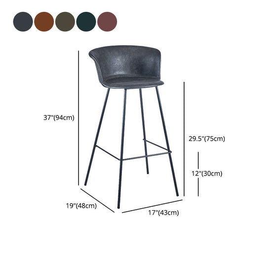 Industrial Style Bar-stool PU Leather Counter Bar Stool with Metal Legs Clearhalo 'Bar Furniture' 'Bar Stools' 'bar_stools' 'furn' 'furn_bar_stools' 'Furniture' 'furniture_bar_stools' 'Kitchen & Dining Furniture' 5002887