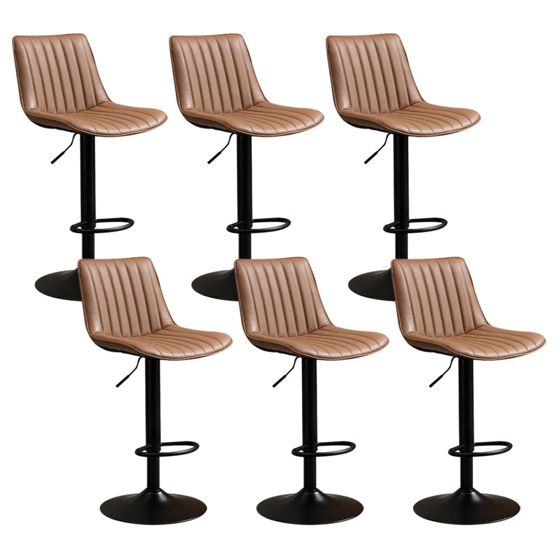 Contemporary Style Bar-stool Adjustable Counter Bar Stool with Metal Legs for Home Brown 6 Piece Set Bar Stool(31"H) Clearhalo 'Bar Furniture' 'Bar Stools' 'bar_stools' 'furn' 'furn_bar_stools' 'Furniture' 'furniture_bar_stools' 'Kitchen & Dining Furniture' 5002911