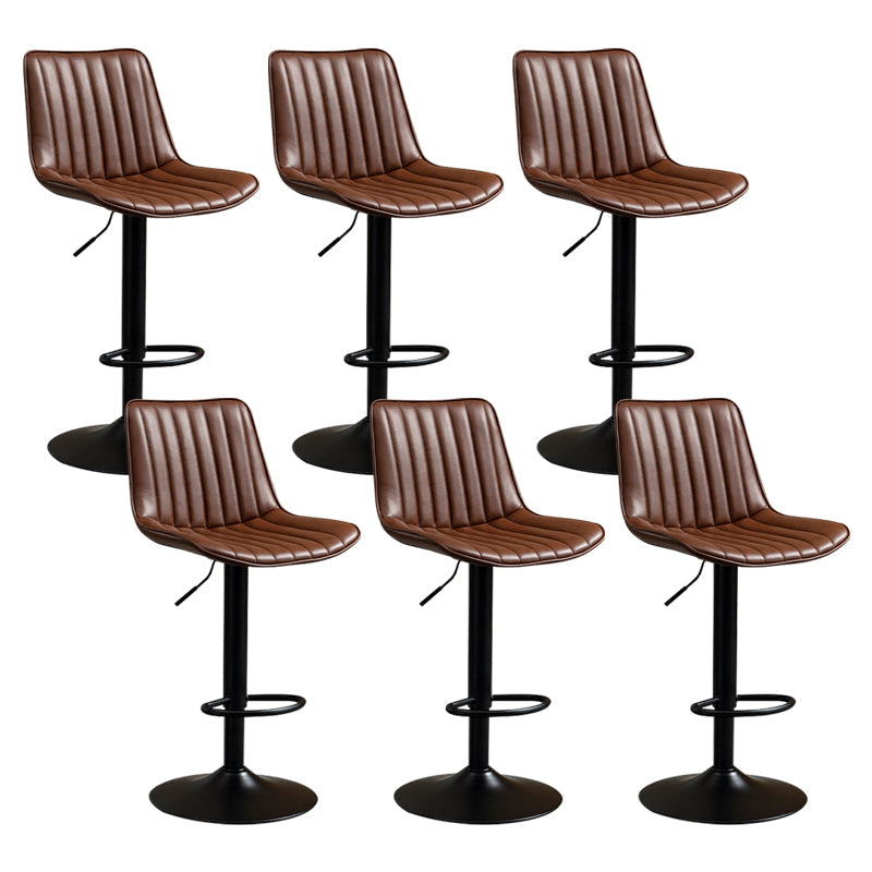 Contemporary Style Bar-stool Adjustable Counter Bar Stool with Metal Legs for Home Red Brown 6 Piece Set Bar Stool(31"H) Clearhalo 'Bar Furniture' 'Bar Stools' 'bar_stools' 'furn' 'furn_bar_stools' 'Furniture' 'furniture_bar_stools' 'Kitchen & Dining Furniture' 5002915