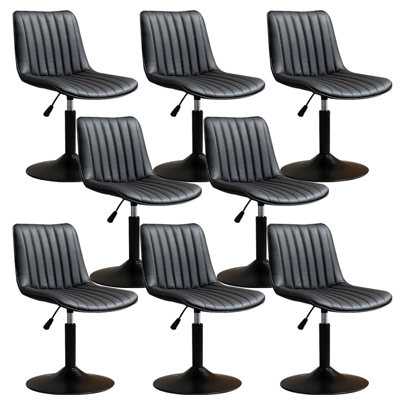 Contemporary Style Bar-stool Adjustable Counter Bar Stool with Metal Legs for Home Black 8 Piece Set Short Stool(22"H) Clearhalo 'Bar Furniture' 'Bar Stools' 'bar_stools' 'furn' 'furn_bar_stools' 'Furniture' 'furniture_bar_stools' 'Kitchen & Dining Furniture' 5002928