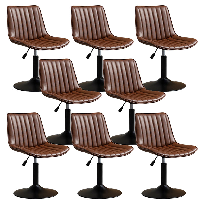 Contemporary Style Bar-stool Adjustable Counter Bar Stool with Metal Legs for Home Red Brown 8 Piece Set Short Stool(22"H) Clearhalo 'Bar Furniture' 'Bar Stools' 'bar_stools' 'furn' 'furn_bar_stools' 'Furniture' 'furniture_bar_stools' 'Kitchen & Dining Furniture' 5002936