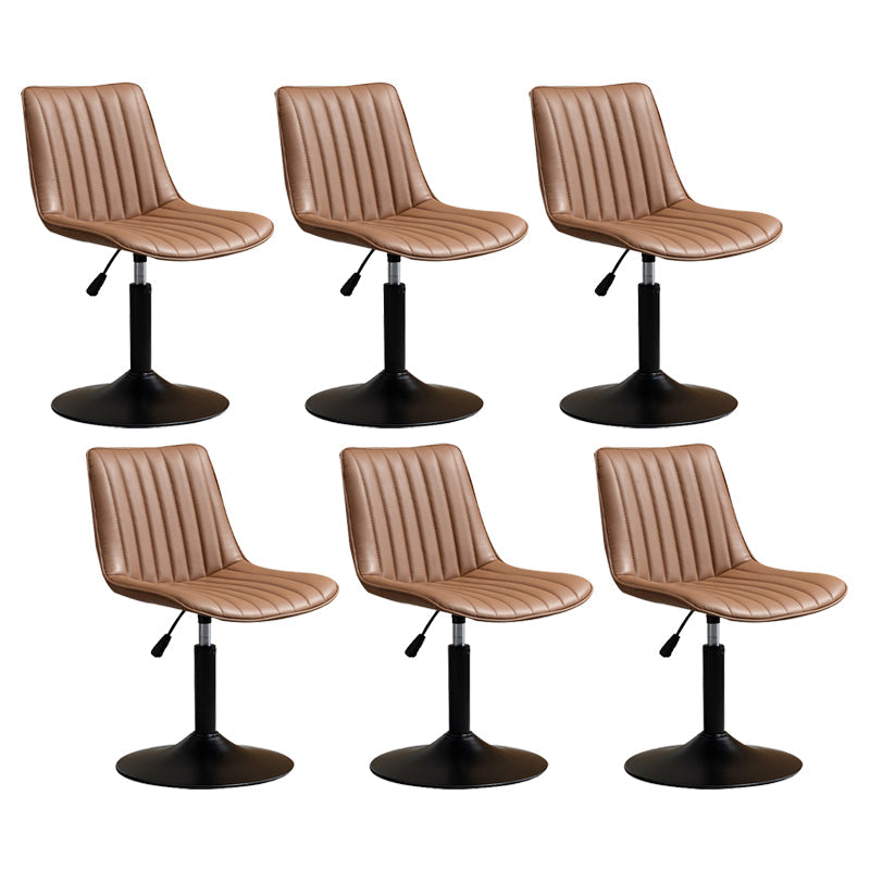 Contemporary Style Bar-stool Adjustable Counter Bar Stool with Metal Legs for Home Brown 6 Piece Set Short Stool(22"H) Clearhalo 'Bar Furniture' 'Bar Stools' 'bar_stools' 'furn' 'furn_bar_stools' 'Furniture' 'furniture_bar_stools' 'Kitchen & Dining Furniture' 5002943