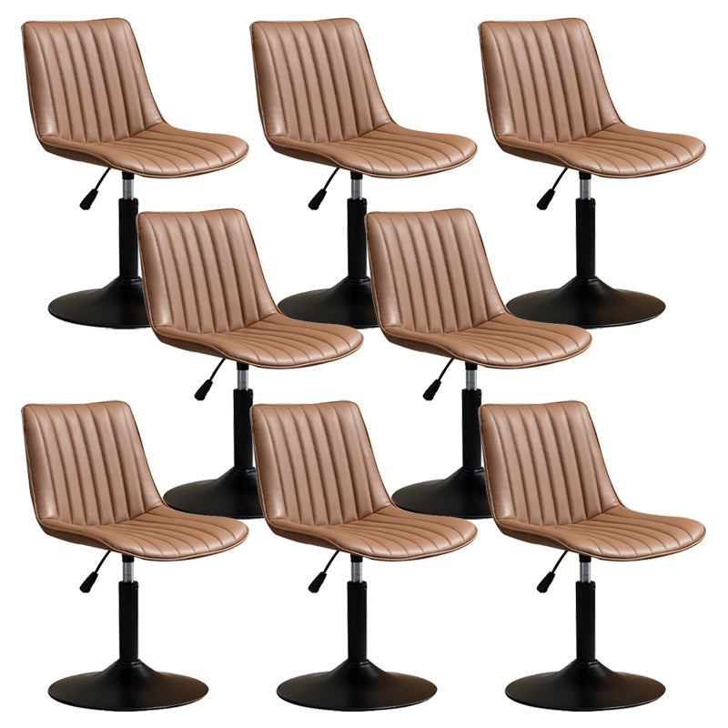 Contemporary Style Bar-stool Adjustable Counter Bar Stool with Metal Legs for Home Brown 8 Piece Set Short Stool(22"H) Clearhalo 'Bar Furniture' 'Bar Stools' 'bar_stools' 'furn' 'furn_bar_stools' 'Furniture' 'furniture_bar_stools' 'Kitchen & Dining Furniture' 5002944
