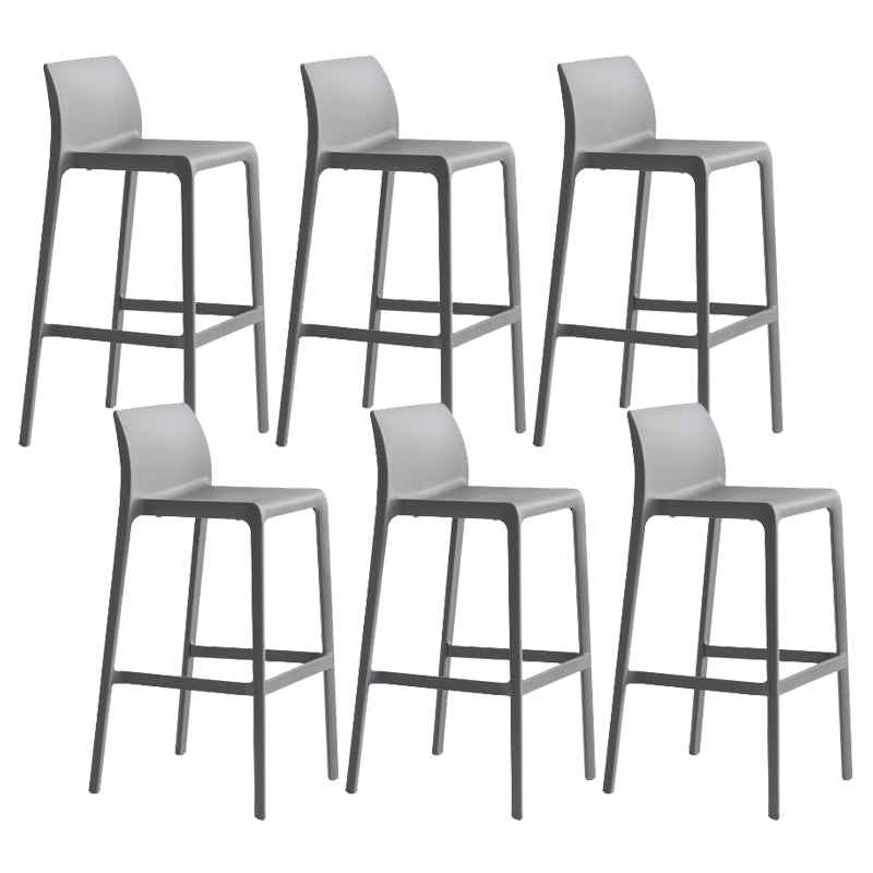 Contemporary Stackable Bar-stool Plastic Counter Bar Stool with Plastic Legs for Home Grey 6 Piece Set Clearhalo 'Bar Furniture' 'Bar Stools' 'bar_stools' 'furn' 'furn_bar_stools' 'Furniture' 'furniture_bar_stools' 'Kitchen & Dining Furniture' 5002951