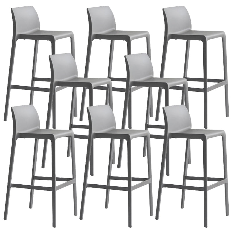 Contemporary Stackable Bar-stool Plastic Counter Bar Stool with Plastic Legs for Home Grey 8 Piece Set Clearhalo 'Bar Furniture' 'Bar Stools' 'bar_stools' 'furn' 'furn_bar_stools' 'Furniture' 'furniture_bar_stools' 'Kitchen & Dining Furniture' 5002953