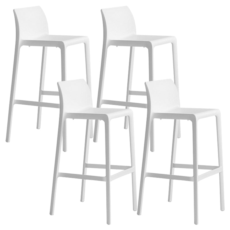 Contemporary Stackable Bar-stool Plastic Counter Bar Stool with Plastic Legs for Home White 4 Piece Set Clearhalo 'Bar Furniture' 'Bar Stools' 'bar_stools' 'furn' 'furn_bar_stools' 'Furniture' 'furniture_bar_stools' 'Kitchen & Dining Furniture' 5002958