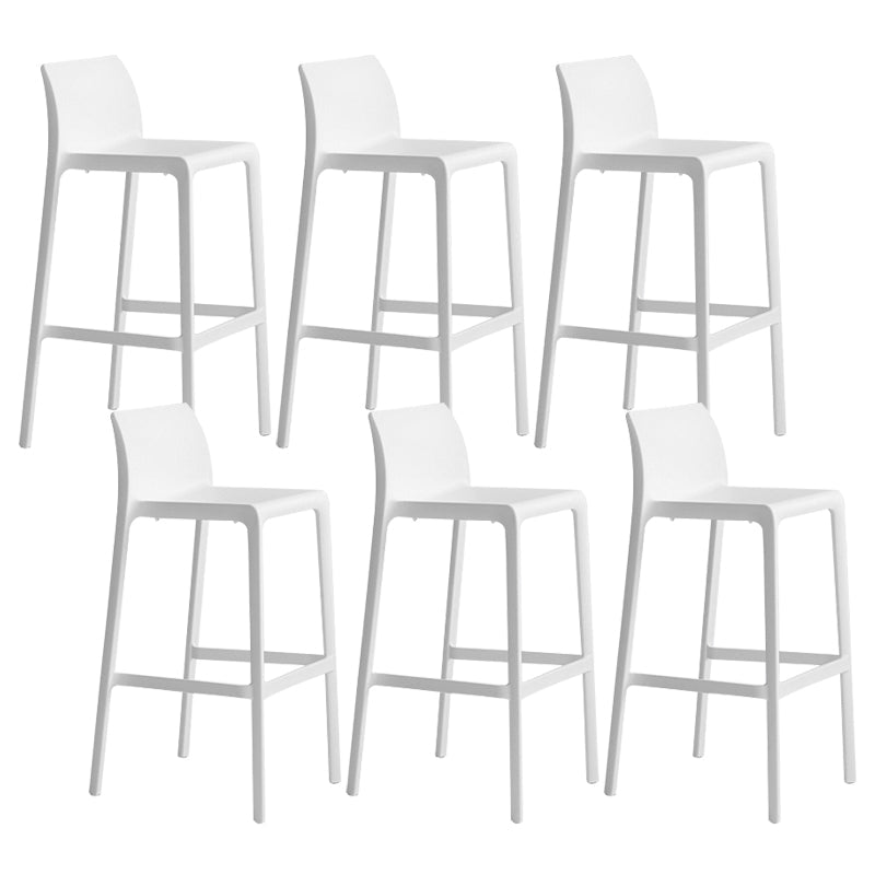 Contemporary Stackable Bar-stool Plastic Counter Bar Stool with Plastic Legs for Home White 6 Piece Set Clearhalo 'Bar Furniture' 'Bar Stools' 'bar_stools' 'furn' 'furn_bar_stools' 'Furniture' 'furniture_bar_stools' 'Kitchen & Dining Furniture' 5002960