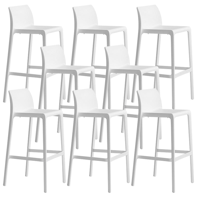 Contemporary Stackable Bar-stool Plastic Counter Bar Stool with Plastic Legs for Home White 8 Piece Set Clearhalo 'Bar Furniture' 'Bar Stools' 'bar_stools' 'furn' 'furn_bar_stools' 'Furniture' 'furniture_bar_stools' 'Kitchen & Dining Furniture' 5002961