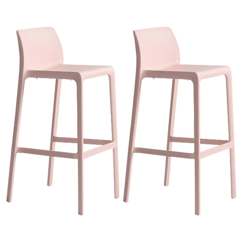 Contemporary Stackable Bar-stool Plastic Counter Bar Stool with Plastic Legs for Home Pink 2 Piece Set Clearhalo 'Bar Furniture' 'Bar Stools' 'bar_stools' 'furn' 'furn_bar_stools' 'Furniture' 'furniture_bar_stools' 'Kitchen & Dining Furniture' 5002964