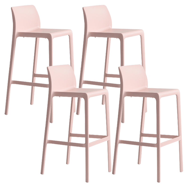 Contemporary Stackable Bar-stool Plastic Counter Bar Stool with Plastic Legs for Home Pink 4 Piece Set Clearhalo 'Bar Furniture' 'Bar Stools' 'bar_stools' 'furn' 'furn_bar_stools' 'Furniture' 'furniture_bar_stools' 'Kitchen & Dining Furniture' 5002966