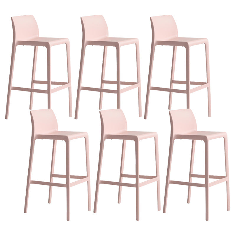 Contemporary Stackable Bar-stool Plastic Counter Bar Stool with Plastic Legs for Home Pink 6 Piece Set Clearhalo 'Bar Furniture' 'Bar Stools' 'bar_stools' 'furn' 'furn_bar_stools' 'Furniture' 'furniture_bar_stools' 'Kitchen & Dining Furniture' 5002968