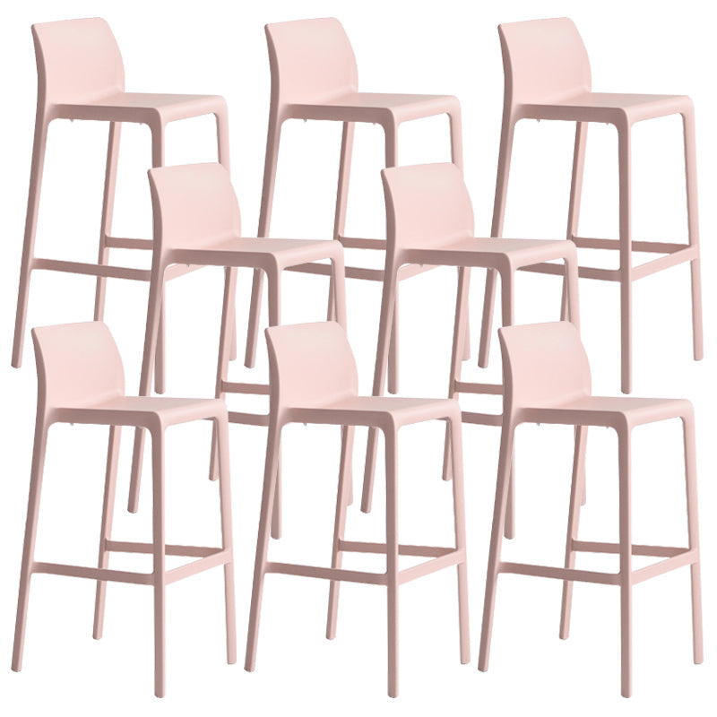 Contemporary Stackable Bar-stool Plastic Counter Bar Stool with Plastic Legs for Home Pink 8 Piece Set Clearhalo 'Bar Furniture' 'Bar Stools' 'bar_stools' 'furn' 'furn_bar_stools' 'Furniture' 'furniture_bar_stools' 'Kitchen & Dining Furniture' 5002970