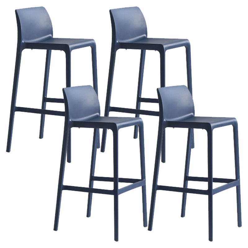 Contemporary Stackable Bar-stool Plastic Counter Bar Stool with Plastic Legs for Home Blue 4 Piece Set Clearhalo 'Bar Furniture' 'Bar Stools' 'bar_stools' 'furn' 'furn_bar_stools' 'Furniture' 'furniture_bar_stools' 'Kitchen & Dining Furniture' 5002973