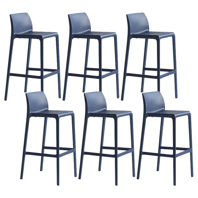 Contemporary Stackable Bar-stool Plastic Counter Bar Stool with Plastic Legs for Home Blue 6 Piece Set Clearhalo 'Bar Furniture' 'Bar Stools' 'bar_stools' 'furn' 'furn_bar_stools' 'Furniture' 'furniture_bar_stools' 'Kitchen & Dining Furniture' 5002974
