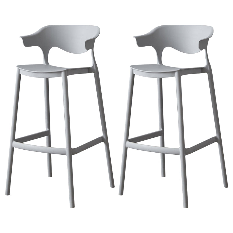 Nordic Stackable Bar-stool Plastic Counter Bar Stool with Plastic Legs for Home Grey 2 Piece Set Clearhalo 'Bar Furniture' 'Bar Stools' 'bar_stools' 'furn' 'furn_bar_stools' 'Furniture' 'furniture_bar_stools' 'Kitchen & Dining Furniture' 5002979