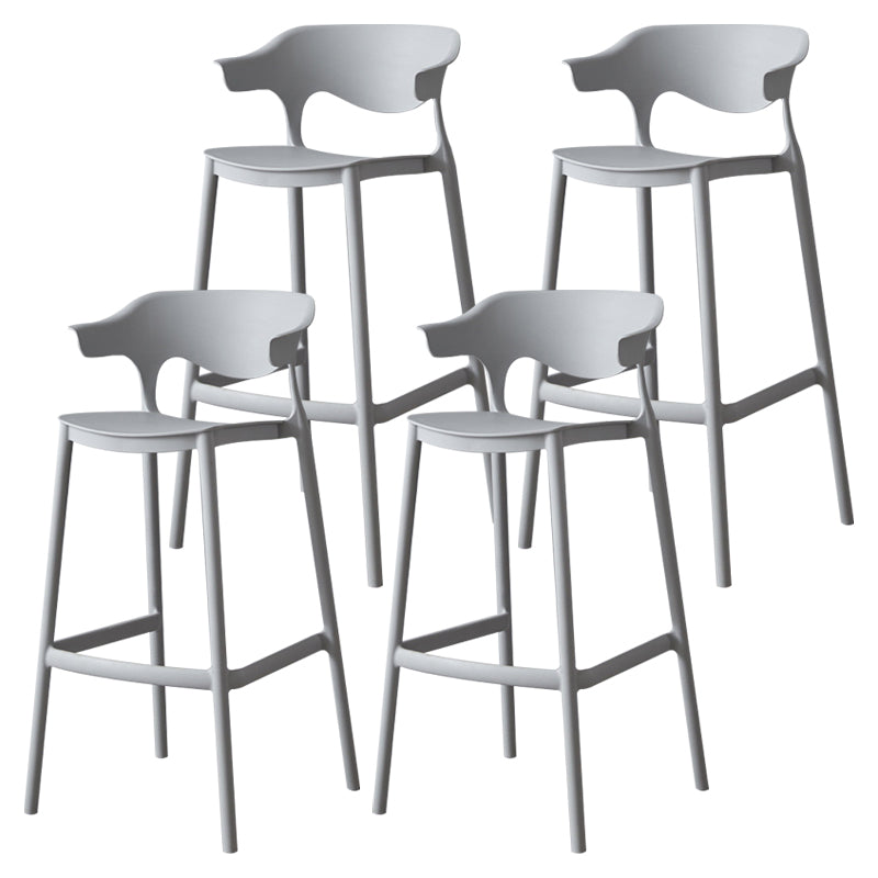 Nordic Stackable Bar-stool Plastic Counter Bar Stool with Plastic Legs for Home Grey 4 Piece Set Clearhalo 'Bar Furniture' 'Bar Stools' 'bar_stools' 'furn' 'furn_bar_stools' 'Furniture' 'furniture_bar_stools' 'Kitchen & Dining Furniture' 5002981