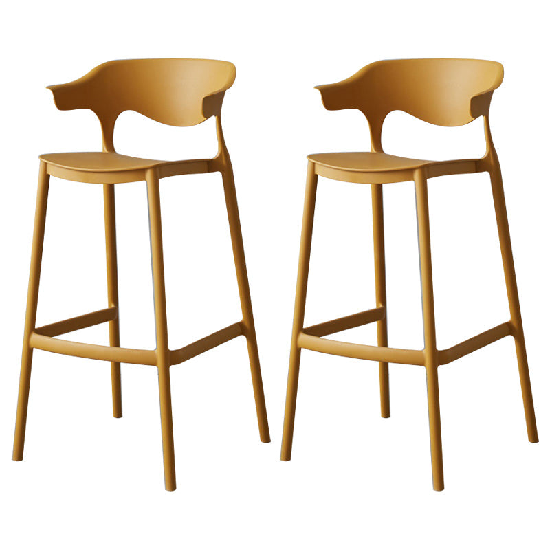 Nordic Stackable Bar-stool Plastic Counter Bar Stool with Plastic Legs for Home Yellow 2 Piece Set Clearhalo 'Bar Furniture' 'Bar Stools' 'bar_stools' 'furn' 'furn_bar_stools' 'Furniture' 'furniture_bar_stools' 'Kitchen & Dining Furniture' 5002986