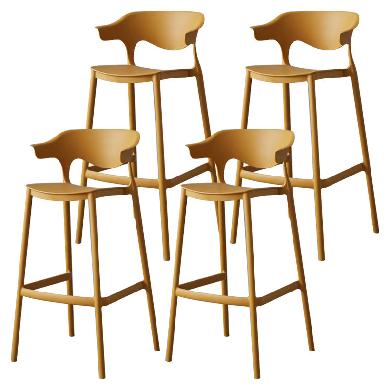 Nordic Stackable Bar-stool Plastic Counter Bar Stool with Plastic Legs for Home Yellow 4 Piece Set Clearhalo 'Bar Furniture' 'Bar Stools' 'bar_stools' 'furn' 'furn_bar_stools' 'Furniture' 'furniture_bar_stools' 'Kitchen & Dining Furniture' 5002988