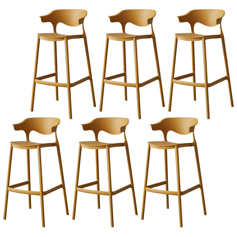 Nordic Stackable Bar-stool Plastic Counter Bar Stool with Plastic Legs for Home Yellow 6 Piece Set Clearhalo 'Bar Furniture' 'Bar Stools' 'bar_stools' 'furn' 'furn_bar_stools' 'Furniture' 'furniture_bar_stools' 'Kitchen & Dining Furniture' 5002990