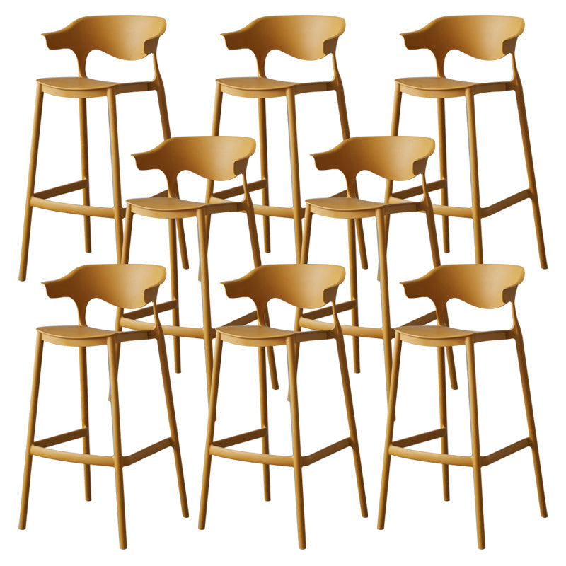 Nordic Stackable Bar-stool Plastic Counter Bar Stool with Plastic Legs for Home Yellow 8 Piece Set Clearhalo 'Bar Furniture' 'Bar Stools' 'bar_stools' 'furn' 'furn_bar_stools' 'Furniture' 'furniture_bar_stools' 'Kitchen & Dining Furniture' 5002992