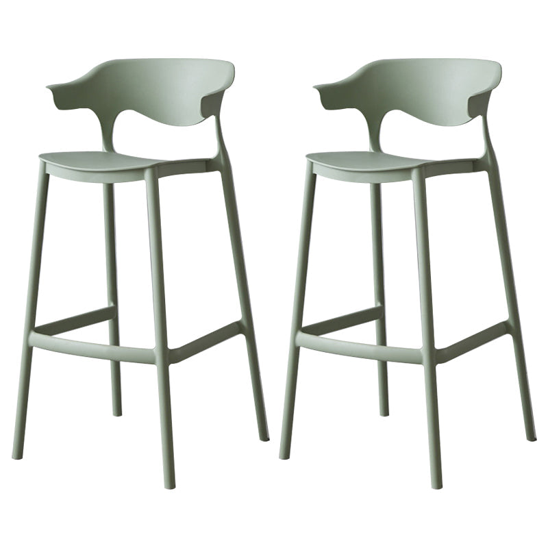 Nordic Stackable Bar-stool Plastic Counter Bar Stool with Plastic Legs for Home Green 2 Piece Set Clearhalo 'Bar Furniture' 'Bar Stools' 'bar_stools' 'furn' 'furn_bar_stools' 'Furniture' 'furniture_bar_stools' 'Kitchen & Dining Furniture' 5002994