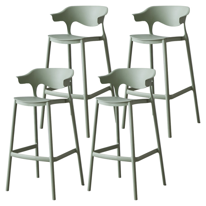 Nordic Stackable Bar-stool Plastic Counter Bar Stool with Plastic Legs for Home Green 4 Piece Set Clearhalo 'Bar Furniture' 'Bar Stools' 'bar_stools' 'furn' 'furn_bar_stools' 'Furniture' 'furniture_bar_stools' 'Kitchen & Dining Furniture' 5002996