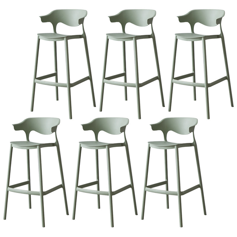 Nordic Stackable Bar-stool Plastic Counter Bar Stool with Plastic Legs for Home Green 6 Piece Set Clearhalo 'Bar Furniture' 'Bar Stools' 'bar_stools' 'furn' 'furn_bar_stools' 'Furniture' 'furniture_bar_stools' 'Kitchen & Dining Furniture' 5002999