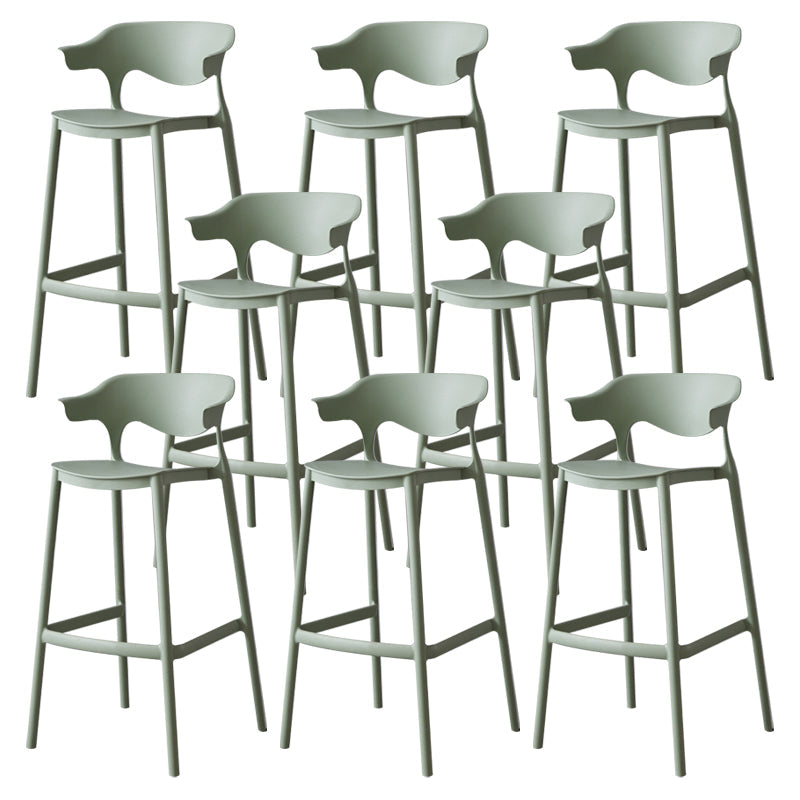 Nordic Stackable Bar-stool Plastic Counter Bar Stool with Plastic Legs for Home Green 8 Piece Set Clearhalo 'Bar Furniture' 'Bar Stools' 'bar_stools' 'furn' 'furn_bar_stools' 'Furniture' 'furniture_bar_stools' 'Kitchen & Dining Furniture' 5003001
