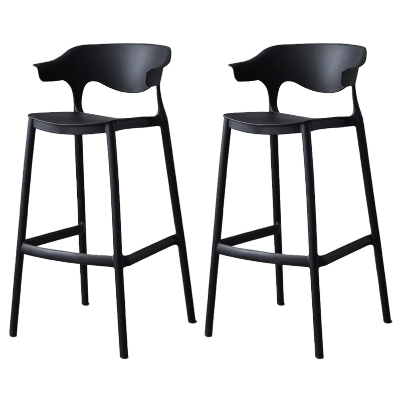 Nordic Stackable Bar-stool Plastic Counter Bar Stool with Plastic Legs for Home Black 2 Piece Set Clearhalo 'Bar Furniture' 'Bar Stools' 'bar_stools' 'furn' 'furn_bar_stools' 'Furniture' 'furniture_bar_stools' 'Kitchen & Dining Furniture' 5003002