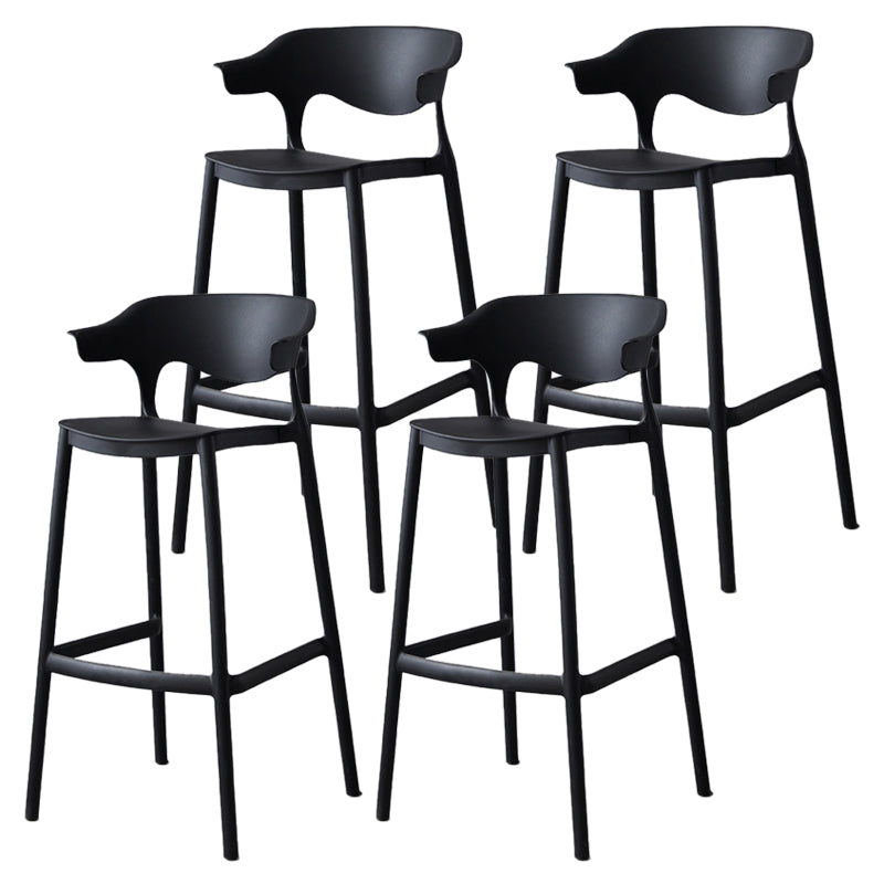 Nordic Stackable Bar-stool Plastic Counter Bar Stool with Plastic Legs for Home Black 4 Piece Set Clearhalo 'Bar Furniture' 'Bar Stools' 'bar_stools' 'furn' 'furn_bar_stools' 'Furniture' 'furniture_bar_stools' 'Kitchen & Dining Furniture' 5003003