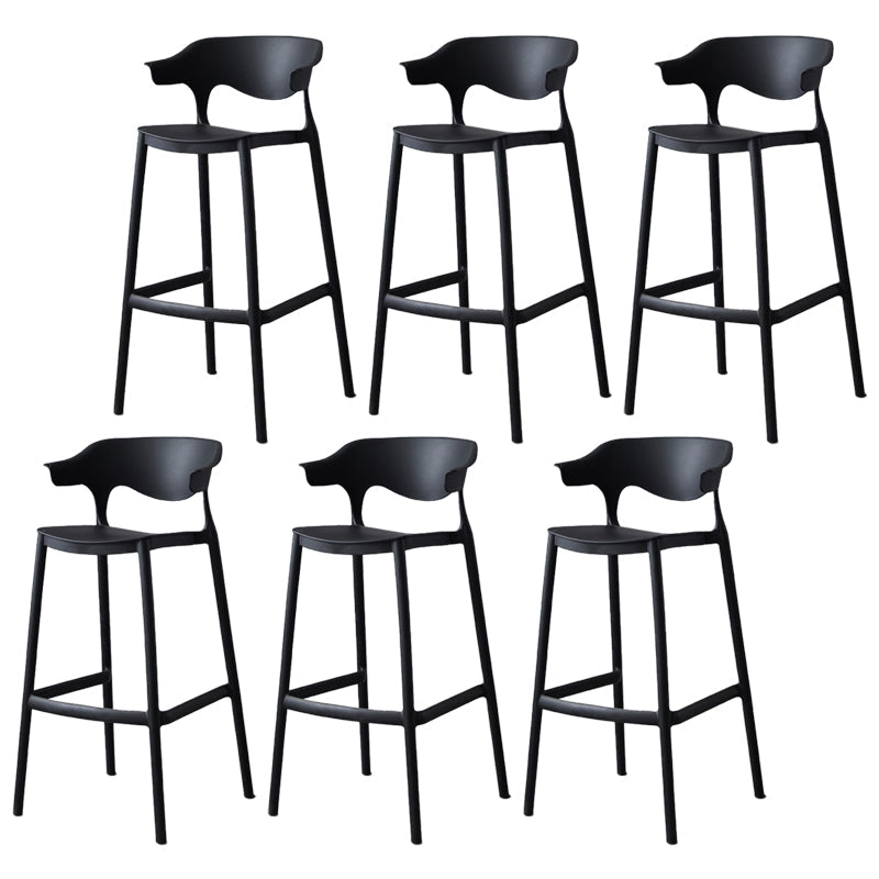 Nordic Stackable Bar-stool Plastic Counter Bar Stool with Plastic Legs for Home Black 6 Piece Set Clearhalo 'Bar Furniture' 'Bar Stools' 'bar_stools' 'furn' 'furn_bar_stools' 'Furniture' 'furniture_bar_stools' 'Kitchen & Dining Furniture' 5003004