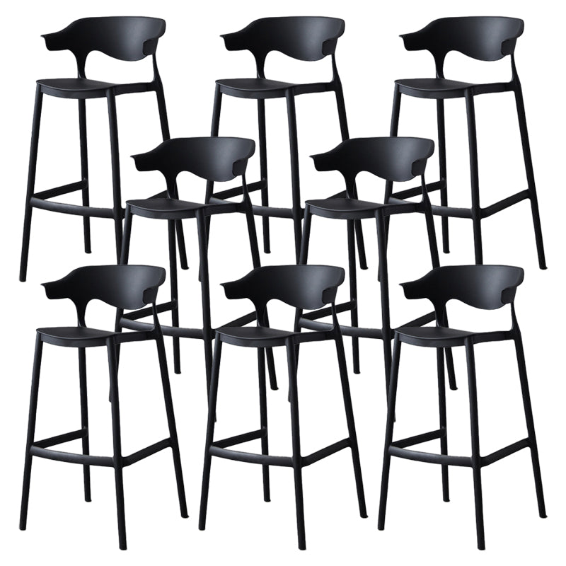 Nordic Stackable Bar-stool Plastic Counter Bar Stool with Plastic Legs for Home Black 8 Piece Set Clearhalo 'Bar Furniture' 'Bar Stools' 'bar_stools' 'furn' 'furn_bar_stools' 'Furniture' 'furniture_bar_stools' 'Kitchen & Dining Furniture' 5003005