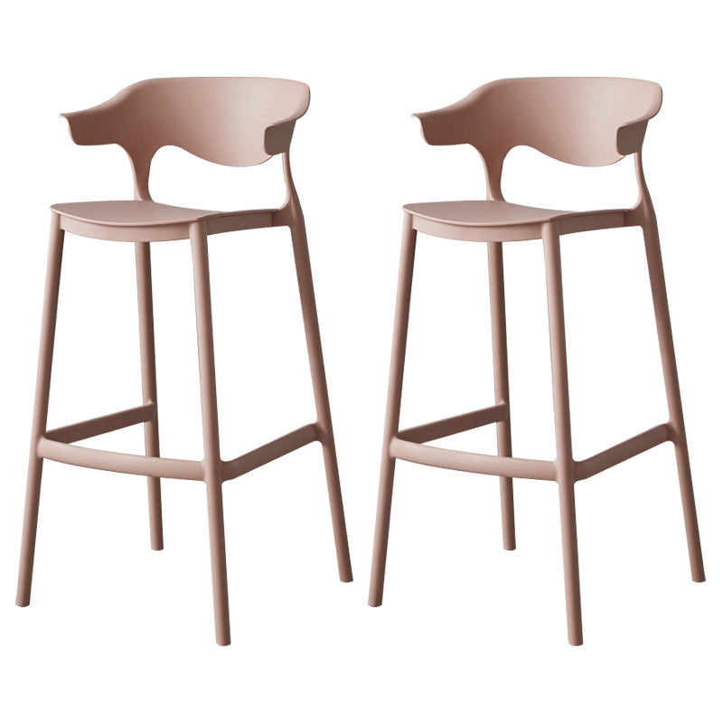 Nordic Stackable Bar-stool Plastic Counter Bar Stool with Plastic Legs for Home Pink 2 Piece Set Clearhalo 'Bar Furniture' 'Bar Stools' 'bar_stools' 'furn' 'furn_bar_stools' 'Furniture' 'furniture_bar_stools' 'Kitchen & Dining Furniture' 5003006