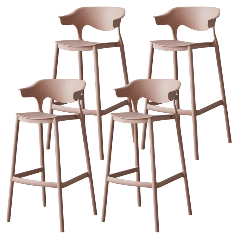 Nordic Stackable Bar-stool Plastic Counter Bar Stool with Plastic Legs for Home Pink 4 Piece Set Clearhalo 'Bar Furniture' 'Bar Stools' 'bar_stools' 'furn' 'furn_bar_stools' 'Furniture' 'furniture_bar_stools' 'Kitchen & Dining Furniture' 5003007