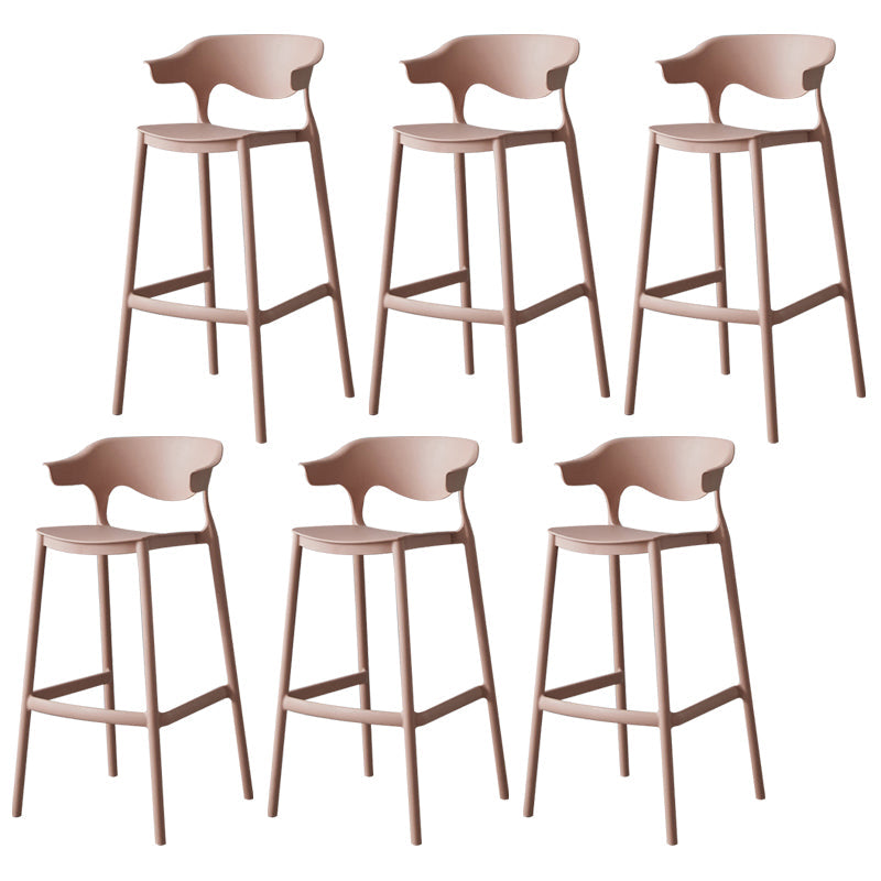 Nordic Stackable Bar-stool Plastic Counter Bar Stool with Plastic Legs for Home Pink 6 Piece Set Clearhalo 'Bar Furniture' 'Bar Stools' 'bar_stools' 'furn' 'furn_bar_stools' 'Furniture' 'furniture_bar_stools' 'Kitchen & Dining Furniture' 5003008