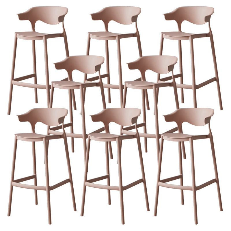 Nordic Stackable Bar-stool Plastic Counter Bar Stool with Plastic Legs for Home Pink 8 Piece Set Clearhalo 'Bar Furniture' 'Bar Stools' 'bar_stools' 'furn' 'furn_bar_stools' 'Furniture' 'furniture_bar_stools' 'Kitchen & Dining Furniture' 5003009