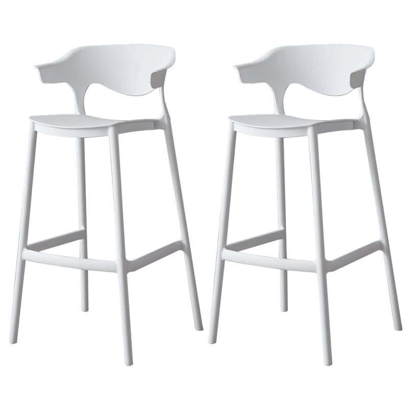 Nordic Stackable Bar-stool Plastic Counter Bar Stool with Plastic Legs for Home White 2 Piece Set Clearhalo 'Bar Furniture' 'Bar Stools' 'bar_stools' 'furn' 'furn_bar_stools' 'Furniture' 'furniture_bar_stools' 'Kitchen & Dining Furniture' 5003010