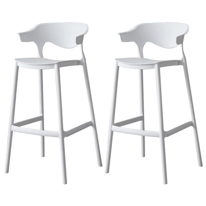 Nordic Stackable Bar-stool Plastic Counter Bar Stool with Plastic Legs for Home White 2 Piece Set Clearhalo 'Bar Furniture' 'Bar Stools' 'bar_stools' 'furn' 'furn_bar_stools' 'Furniture' 'furniture_bar_stools' 'Kitchen & Dining Furniture' 5003010