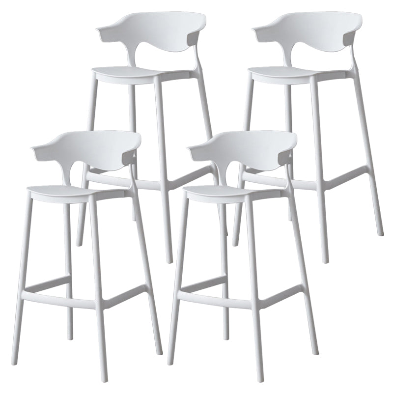 Nordic Stackable Bar-stool Plastic Counter Bar Stool with Plastic Legs for Home White 4 Piece Set Clearhalo 'Bar Furniture' 'Bar Stools' 'bar_stools' 'furn' 'furn_bar_stools' 'Furniture' 'furniture_bar_stools' 'Kitchen & Dining Furniture' 5003011