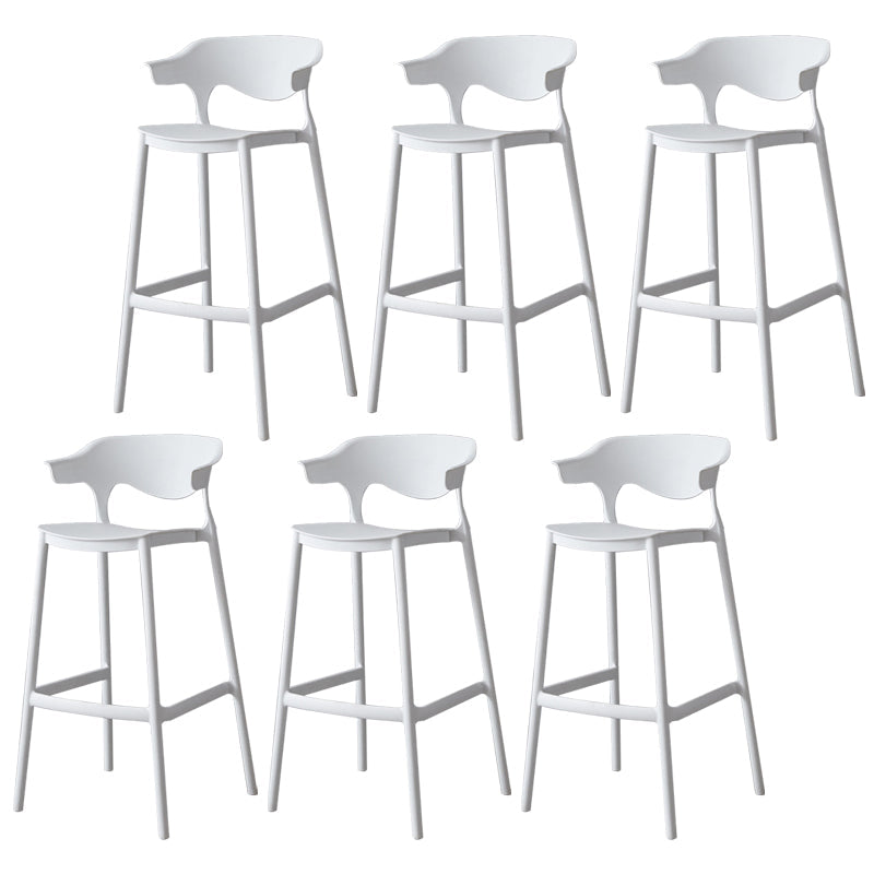 Nordic Stackable Bar-stool Plastic Counter Bar Stool with Plastic Legs for Home White 6 Piece Set Clearhalo 'Bar Furniture' 'Bar Stools' 'bar_stools' 'furn' 'furn_bar_stools' 'Furniture' 'furniture_bar_stools' 'Kitchen & Dining Furniture' 5003012