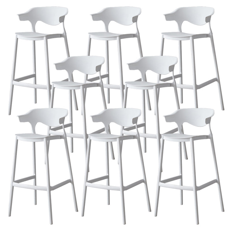 Nordic Stackable Bar-stool Plastic Counter Bar Stool with Plastic Legs for Home White 8 Piece Set Clearhalo 'Bar Furniture' 'Bar Stools' 'bar_stools' 'furn' 'furn_bar_stools' 'Furniture' 'furniture_bar_stools' 'Kitchen & Dining Furniture' 5003013