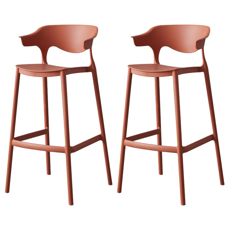 Nordic Stackable Bar-stool Plastic Counter Bar Stool with Plastic Legs for Home Orange 2 Piece Set Clearhalo 'Bar Furniture' 'Bar Stools' 'bar_stools' 'furn' 'furn_bar_stools' 'Furniture' 'furniture_bar_stools' 'Kitchen & Dining Furniture' 5003014